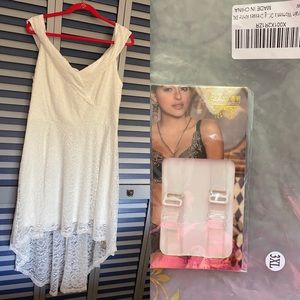 Vintage Floral Lace Off Shoulder Hi-Lo Swing Dress